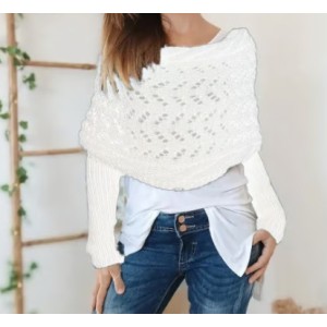 [Special Offers] Autumn and winter Meilun shawl knitted with a high-end feel, hollowed out and elongated double sleeves, draped over women's shoulders