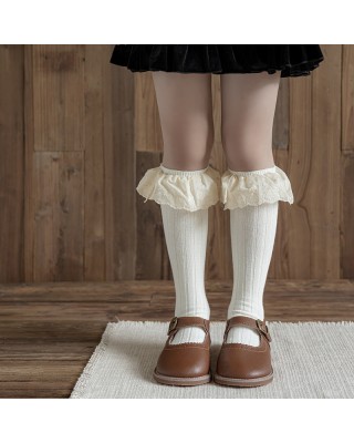 Retro Princess lace socks autumn and winter lace Lolita children's long cotton socks