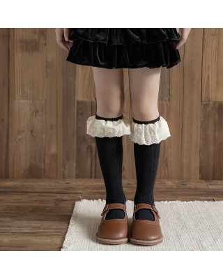 Retro Princess lace socks autumn and winter lace Lolita children's long cotton socks