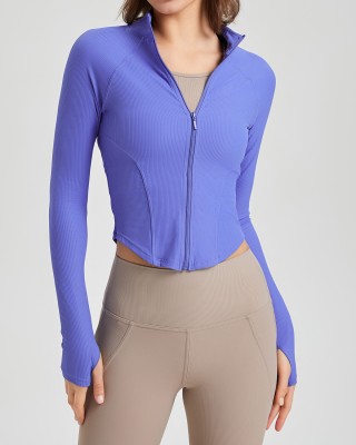 Shaping yoga suit, women's casual jacket, long sleeved zippered running, skin friendly sports and fitness top