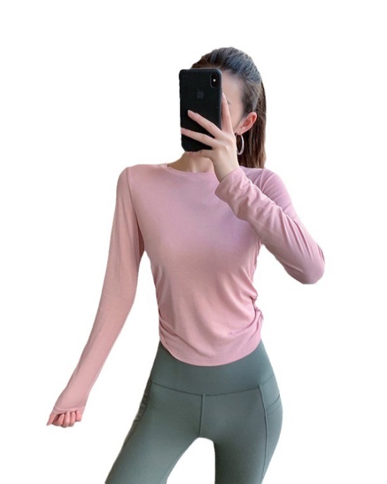 Sports long sleeved women's autumn and winter new sports top, yoga suit, quick drying, beautiful back, running exercise T-shirt, skin friendly and soft