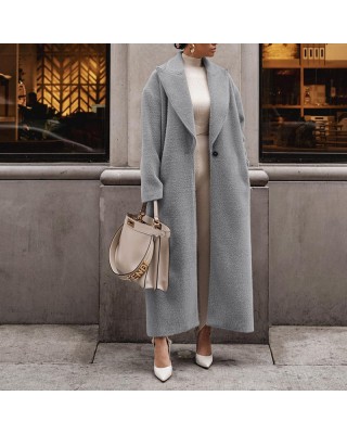 Warm coat in autumn and winter Long sleeve lapel women's plush coat women's coat