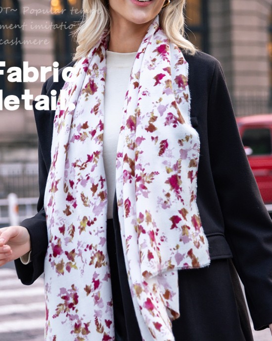 Printed imitated cashmere scarf women elegant fashion with cold warm neck collar