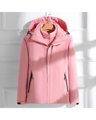 Punching jacket 3 in 1 removable ladies outdoor camping hiking windproof jacket waterproof hooded jacket