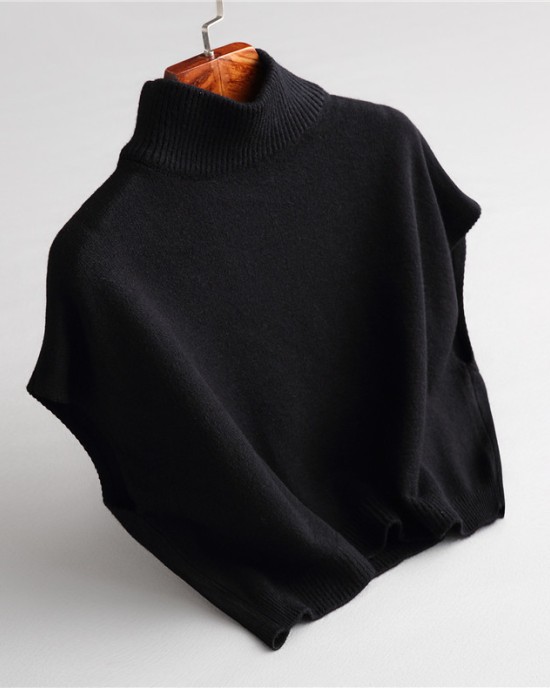 Wearing a low necked small stature with a high necked knitted pullover